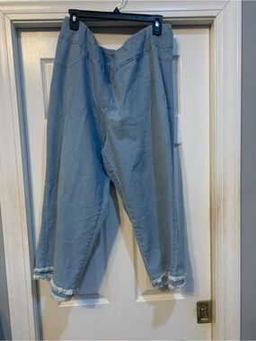 Ruby Rd. Light Blue Frayed Hem Boyfriend Jeans